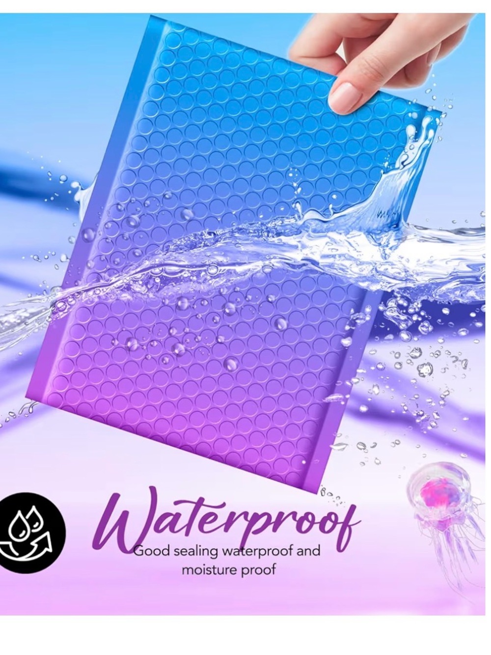 20 6x10 Purple Blue Waterproof Tablet bubble mailer